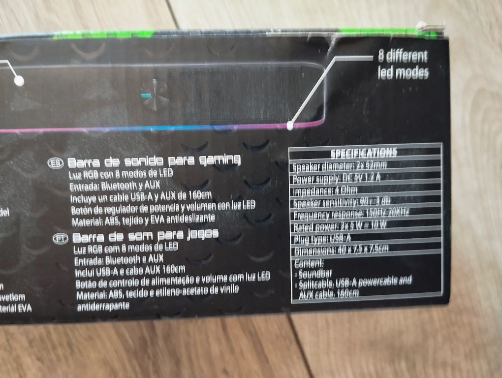 Soundbar gamingowy głośnik RGB LED do komputera