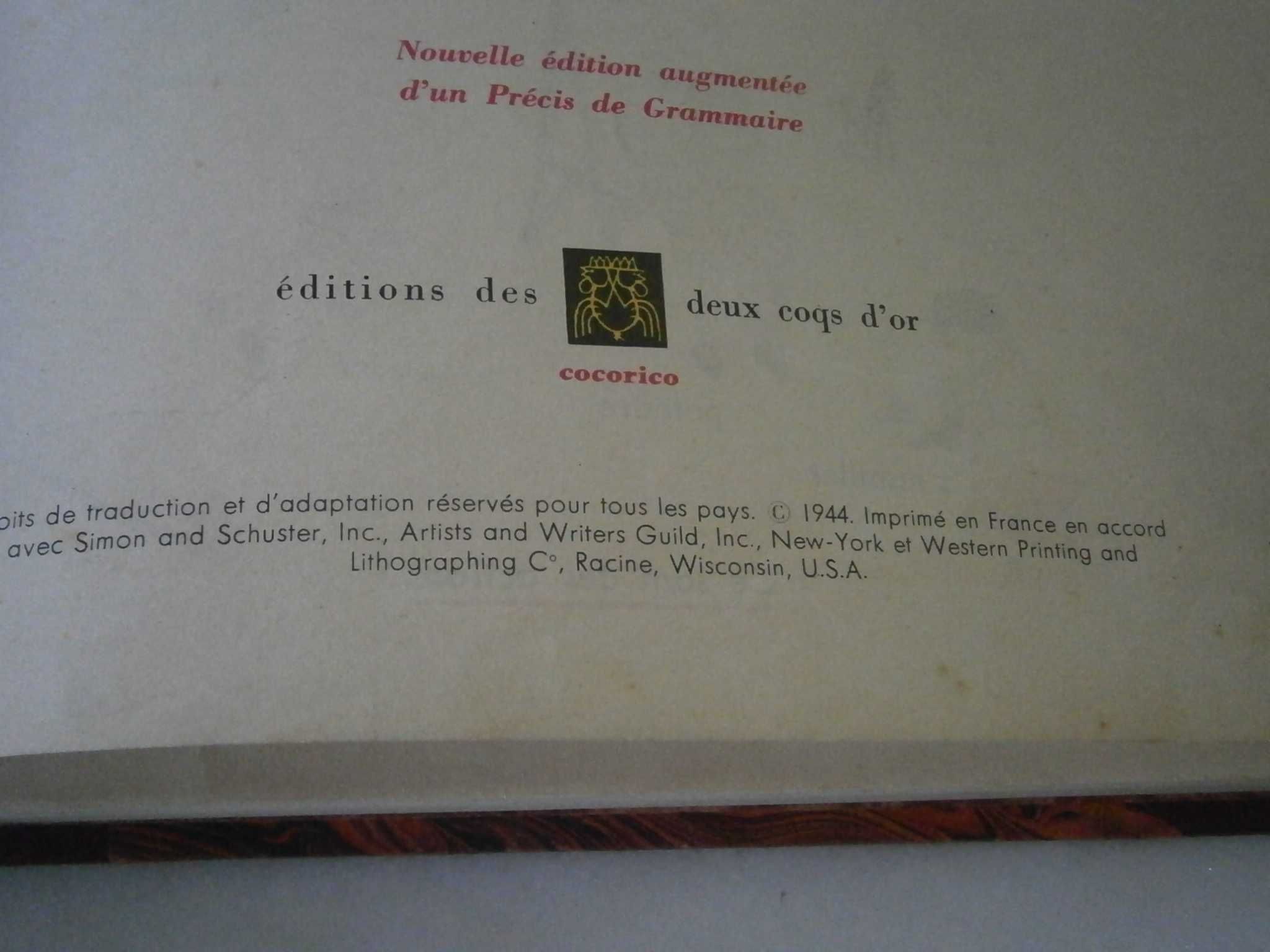 Dicionário “MON GRAND DICTIONNAIRE Français, ano 1944