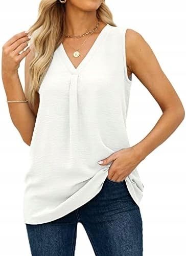 Casualowa koszulka damska bez rękawów r.M/L/XL/XXL biała