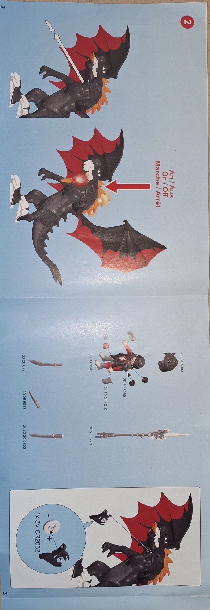 Duży smok LED  z wojownikiem akcesoria PLAYMOBIL 5402 unikat