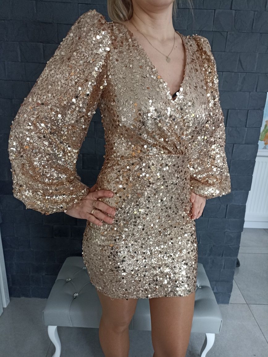 Elegancka złota Sukienka