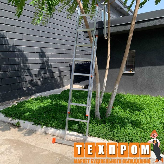 Алюмінієва драбина приставна, 2х та 3х секційна, стрем'янка. Знижки