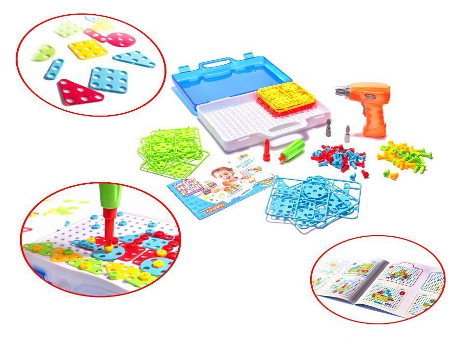 PUZZLE Klocki WKRĘTARKA w Walizce Zestaw EDUKACYJNY dla Dzieci Sklep