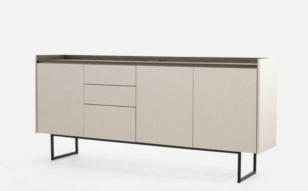 Nowa komoda ryflowana 192 cm Lago Agata Meble kaszmir/ciemny orzech.