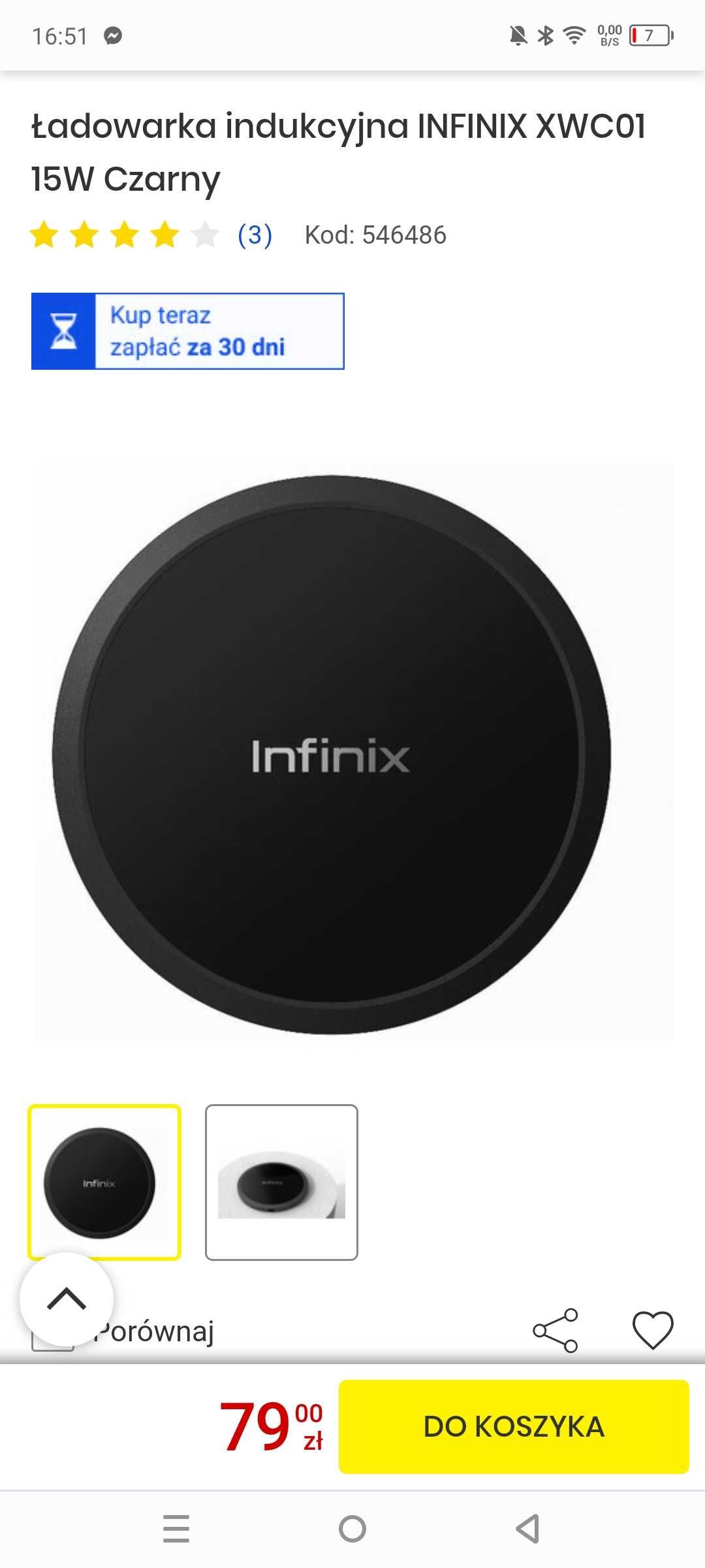 Ładowarka indukcyjna INFINIX XWC01 15W Czarny