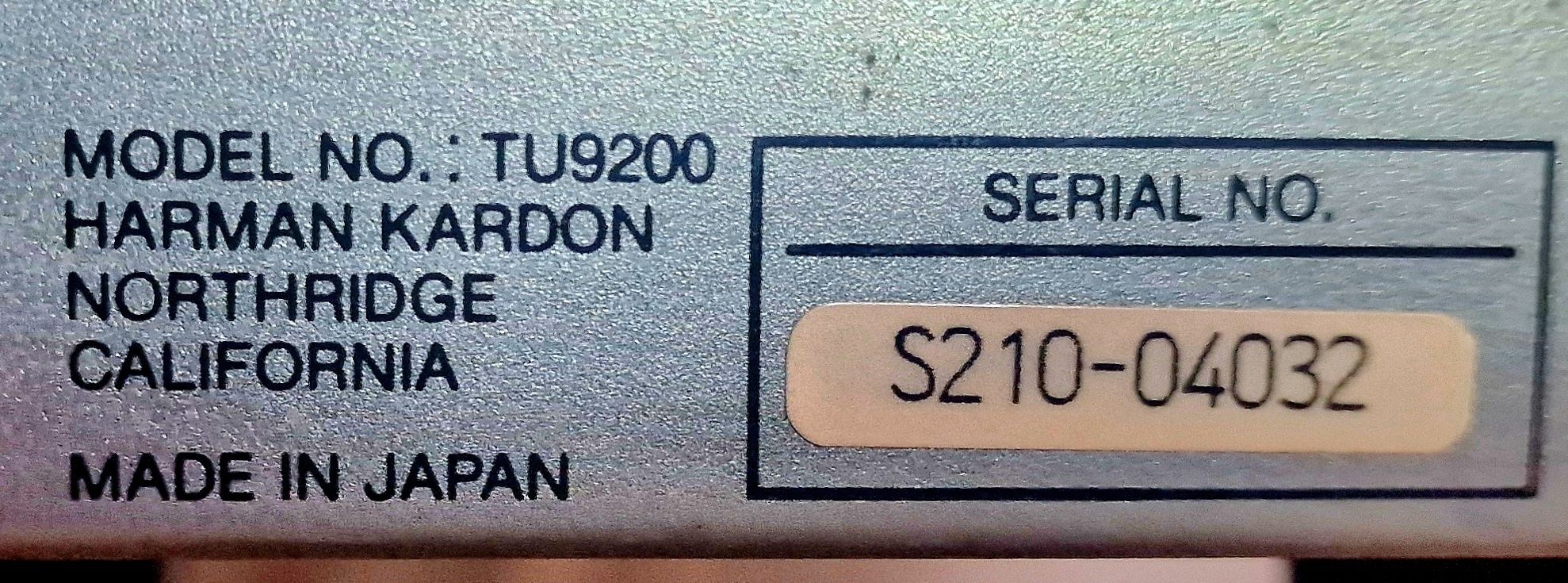 Tuner/ Rádio FM Stereo Harman Kardon TU9200