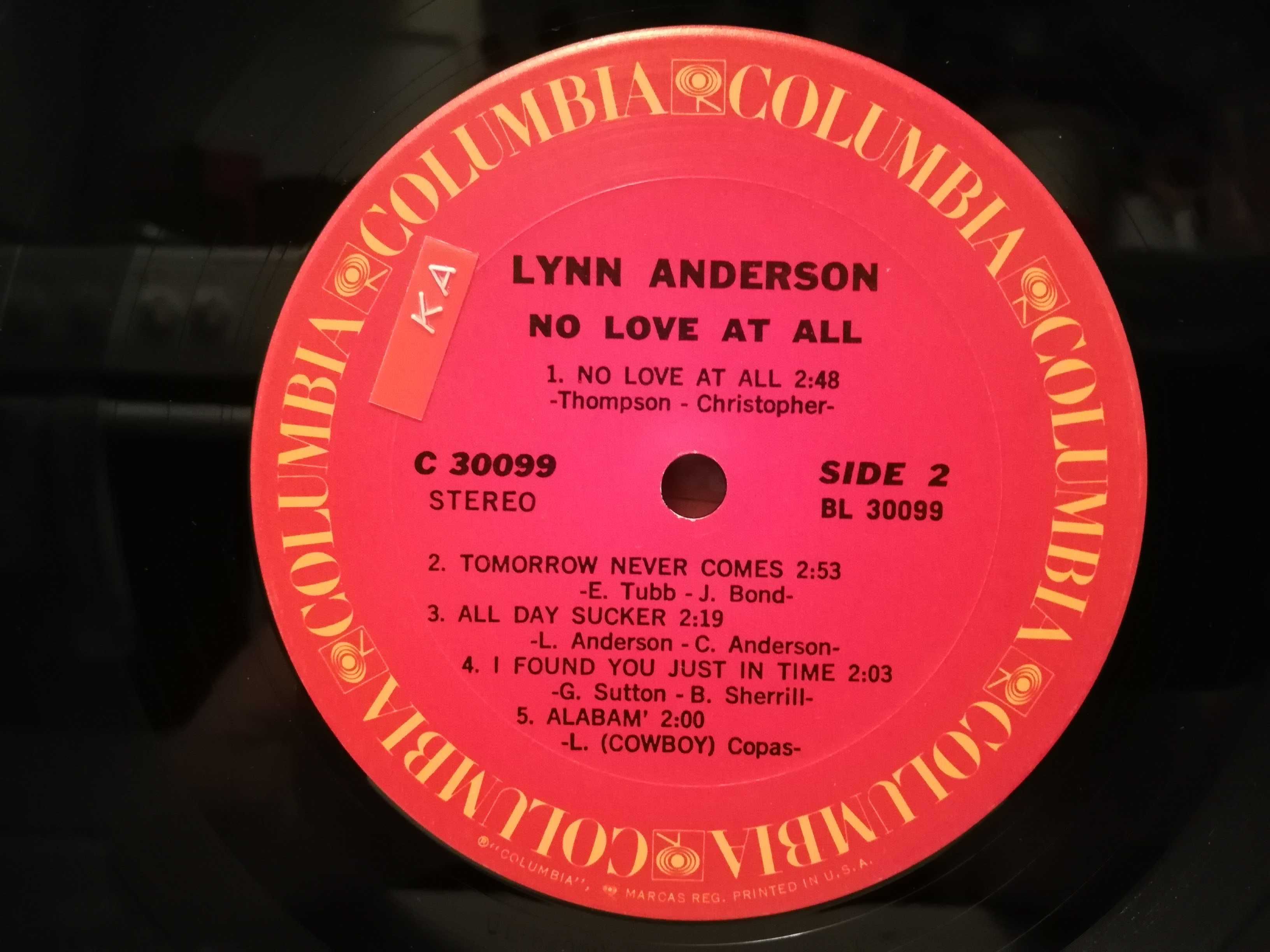 LYNN ANDERSON No Love At All 1970 USA Columbia (вініл без конверту)