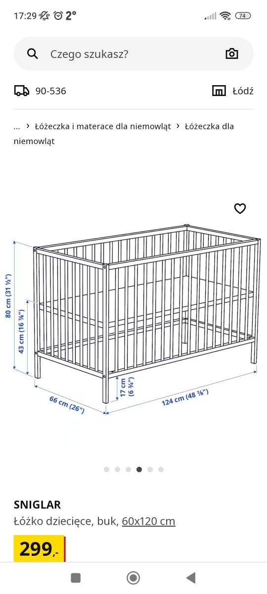 Łóżeczko niemowlęce Ikea singlar