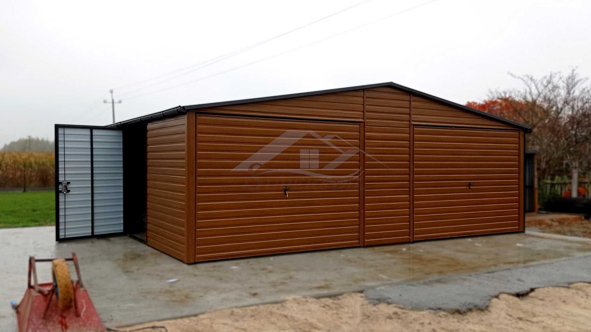 Garaż blaszany drewnopodobny na wymiar 4x5 4x6 4x7 5x5 5x6 5x7 6x5 6x6