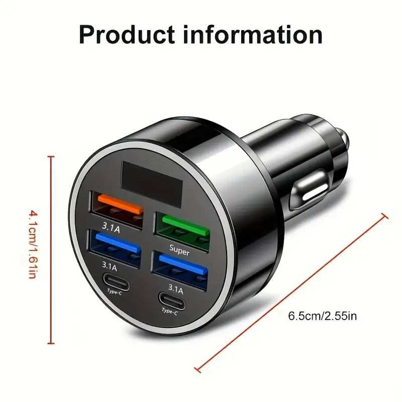 зарядное устройство в прикуриватель автомобиля usb type-c