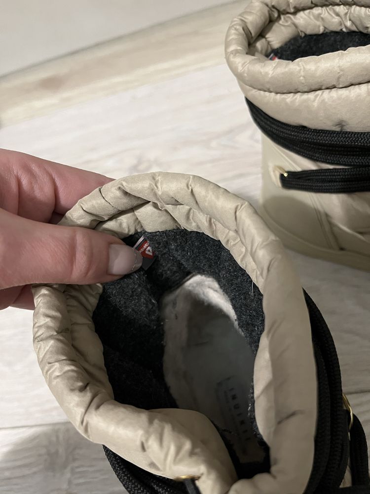 Beżowe wiązane śniegowce buty zimowe Inuikii Technical Low 37 38