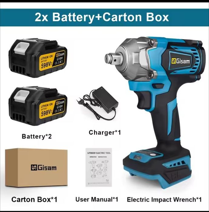 klucz udarowy GISAM 1200Nm- 2x AKUMULATOR