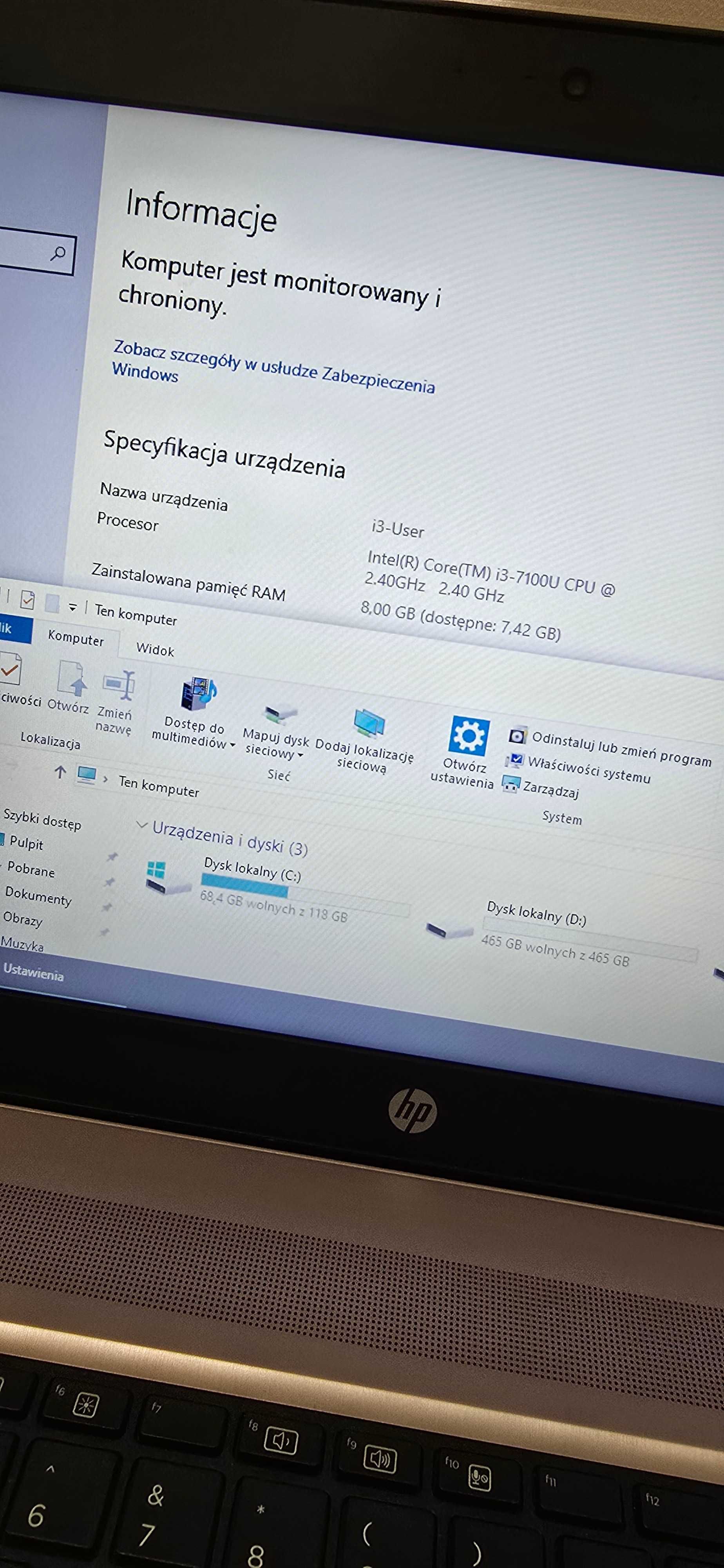 HP 450 G4 i3-7100u SSD+HDD +CD-Rom