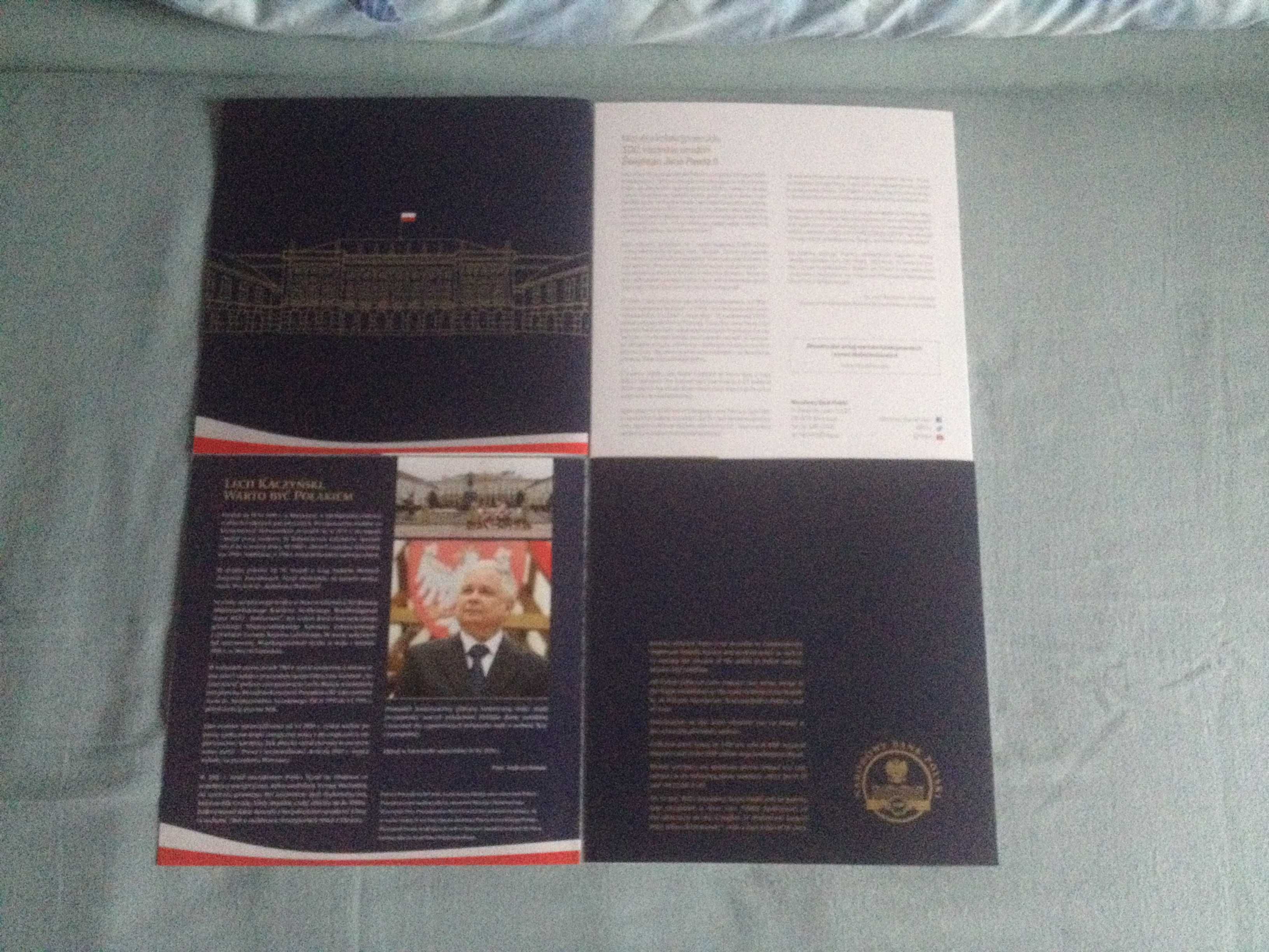 Folder 500 zł Lech Kaczyński 2020 r. J.Polski + 3 foldery gratis