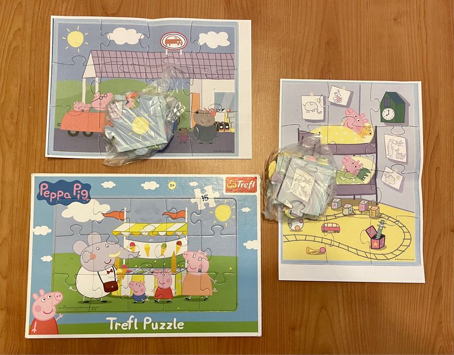 Puzzle 3+ Peppa, Elsa Frozen, książeczka z dźwiękiem