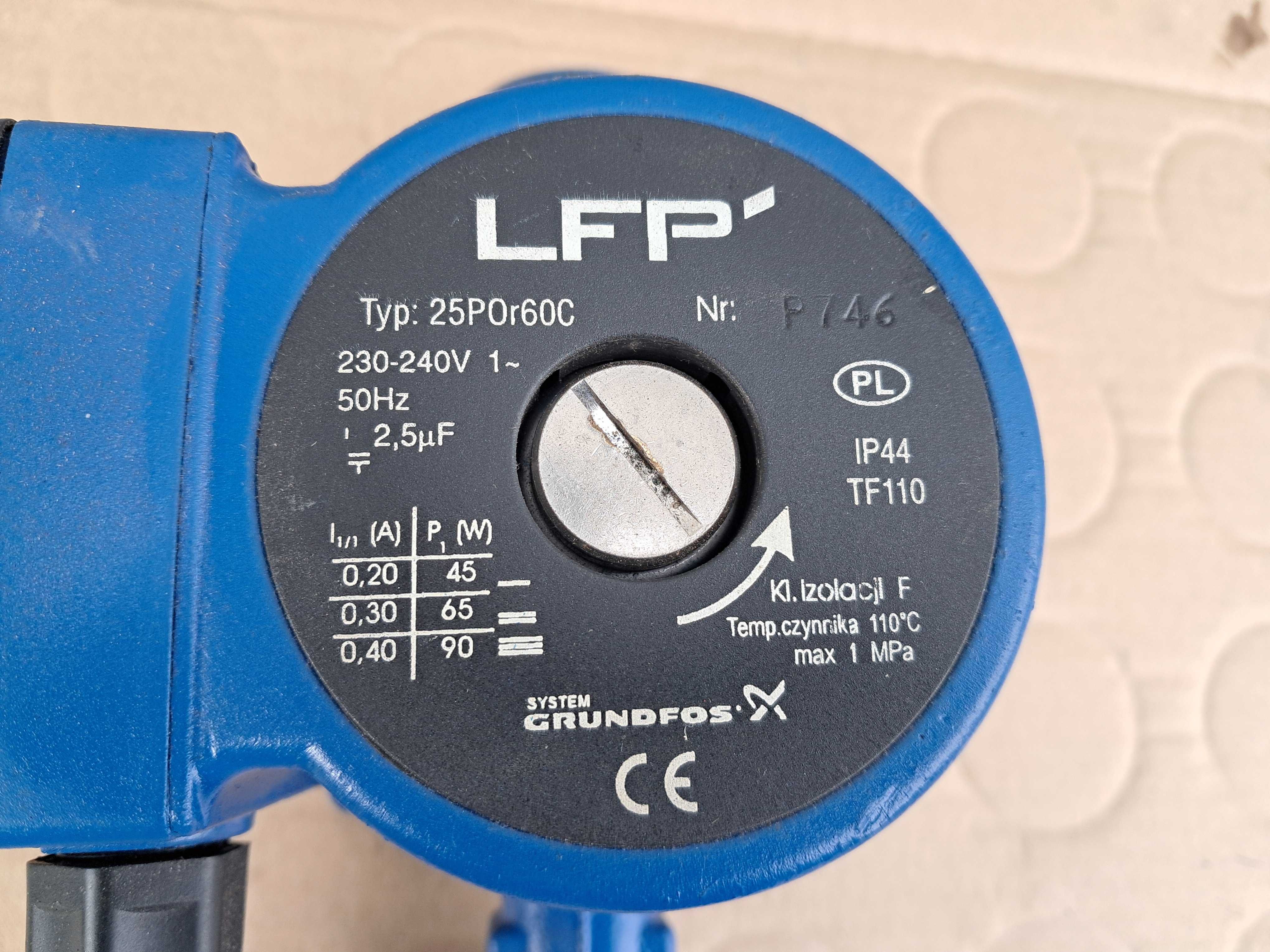 Pompa obiegowa do pieca, kotła Grundfos, LFP Leszno 25POr60C.  Wysyła