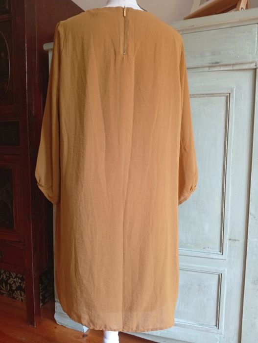 Sukienka na lato marki H&M, musztardowa, 44
