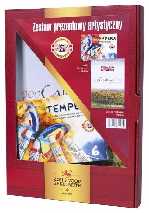 Zestaw do malowania farby tempery + płótno A4. Koh-I-Noor