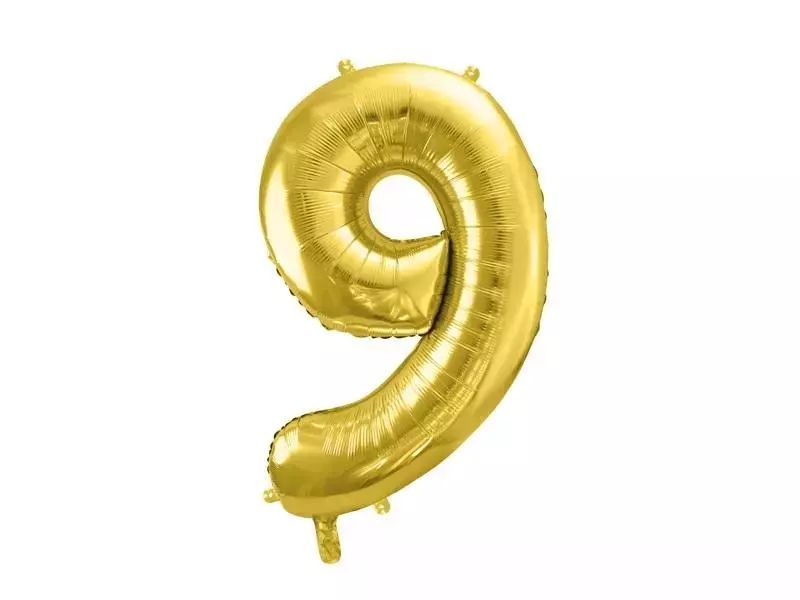 Balon foliowy 9 jasny złoty 72cm. PartyDeco
