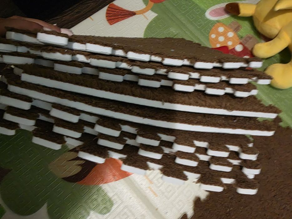 Килимок-пазл з плюшевим покриттям, термокилимок, мат дитячий, підлога-