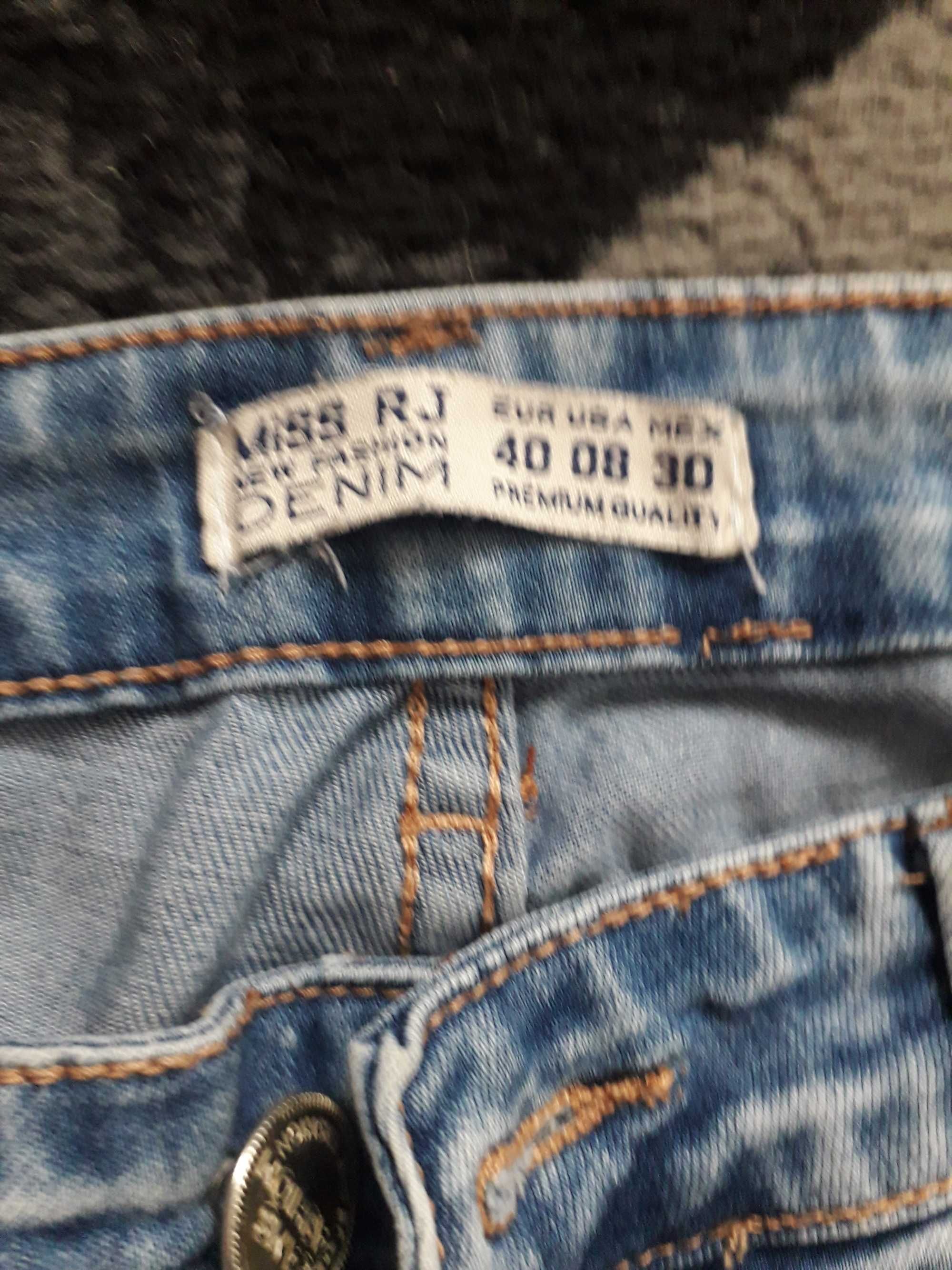 Rybaczki jeans dziury 38/40 M/L +gratis top