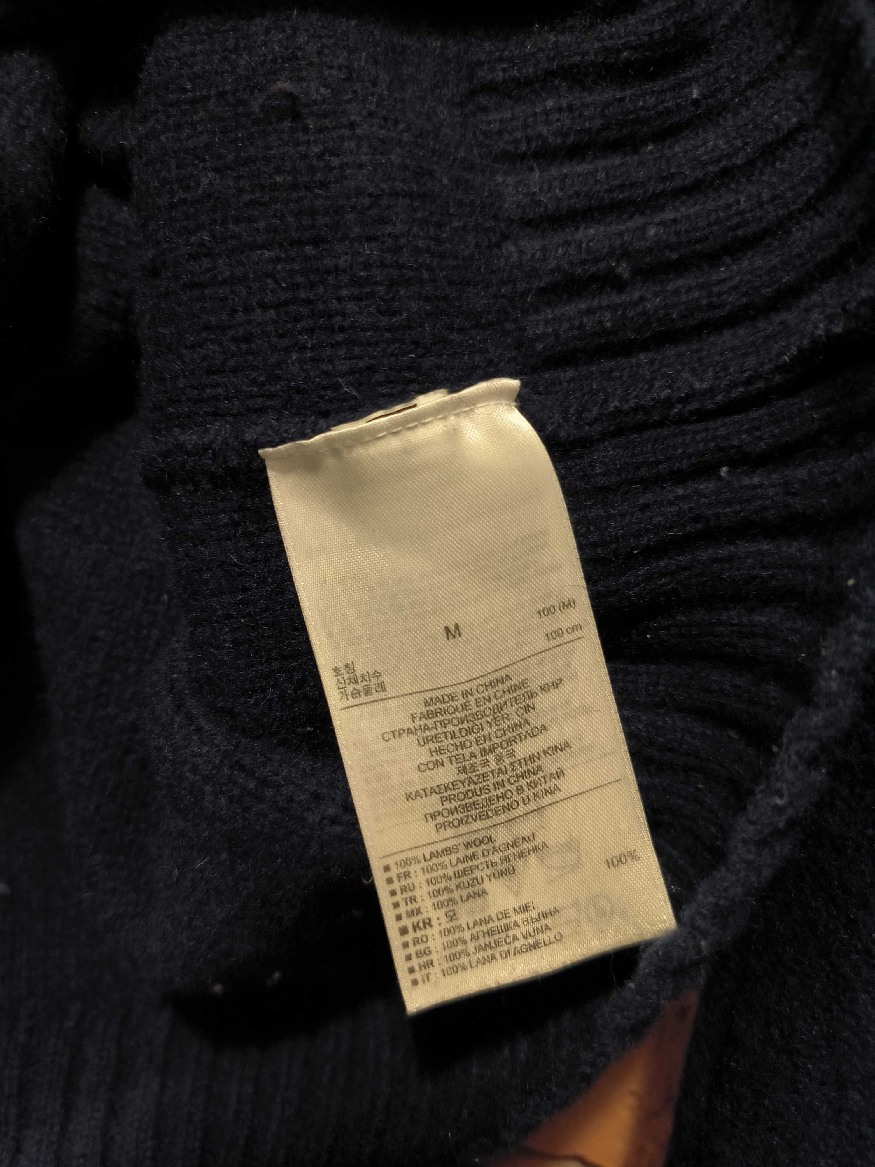 Sweter Gap Wełniany Gruby Granatowy Wełna Zimowy Golf