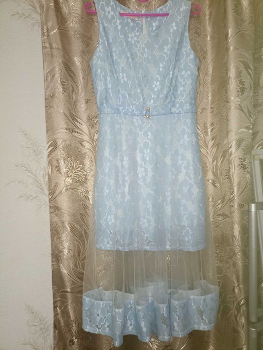 Плаття блакитне з юбкою із шифону