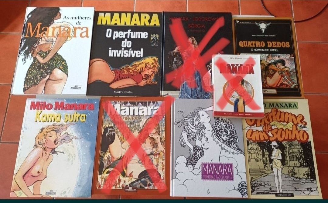 25 Livros de Milo Manara e Hugo Pratt (10 de capa dura)