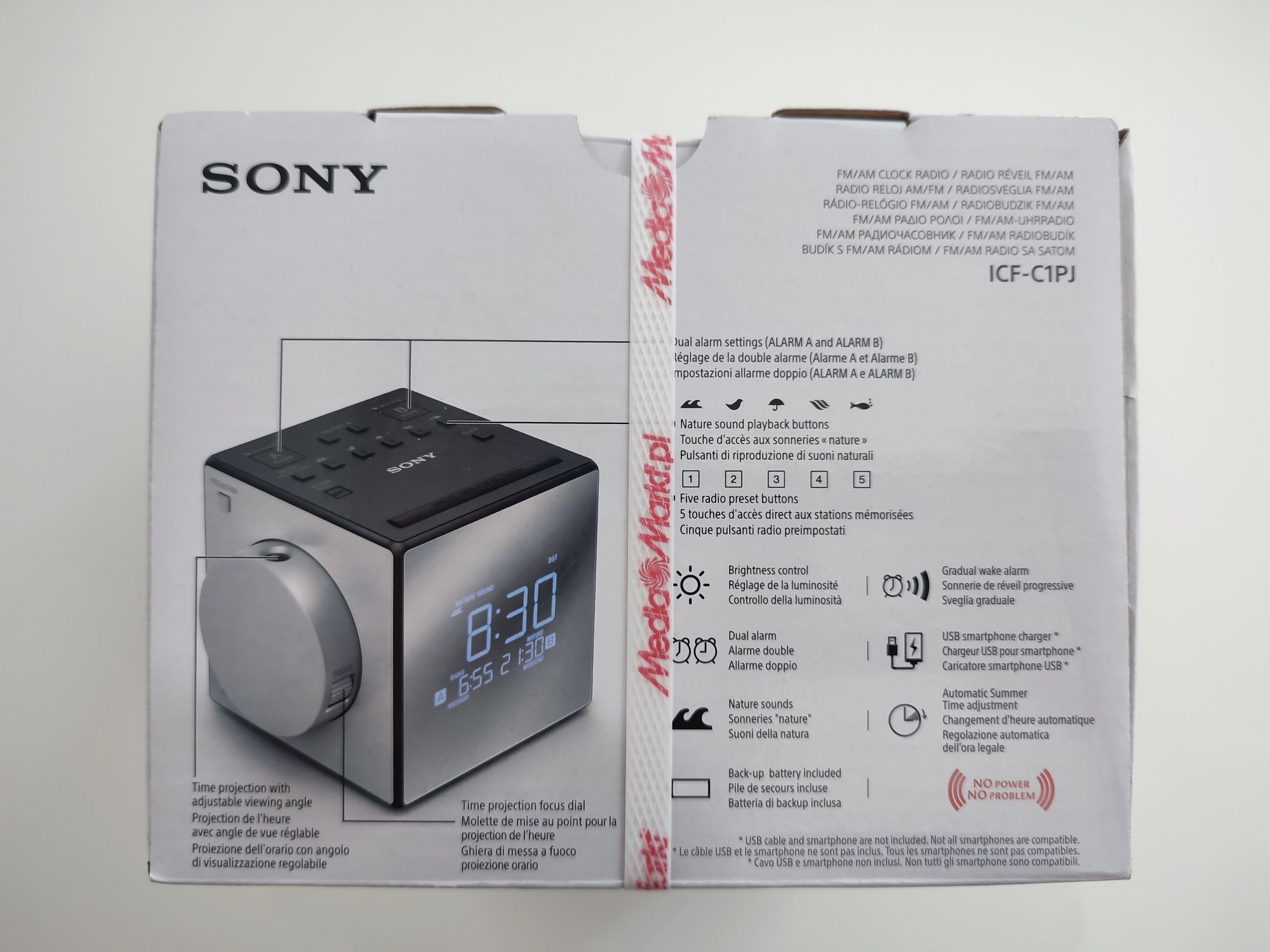 Radiobudzik Sony z funkcją projekcji godziny | ICF-C1PJ