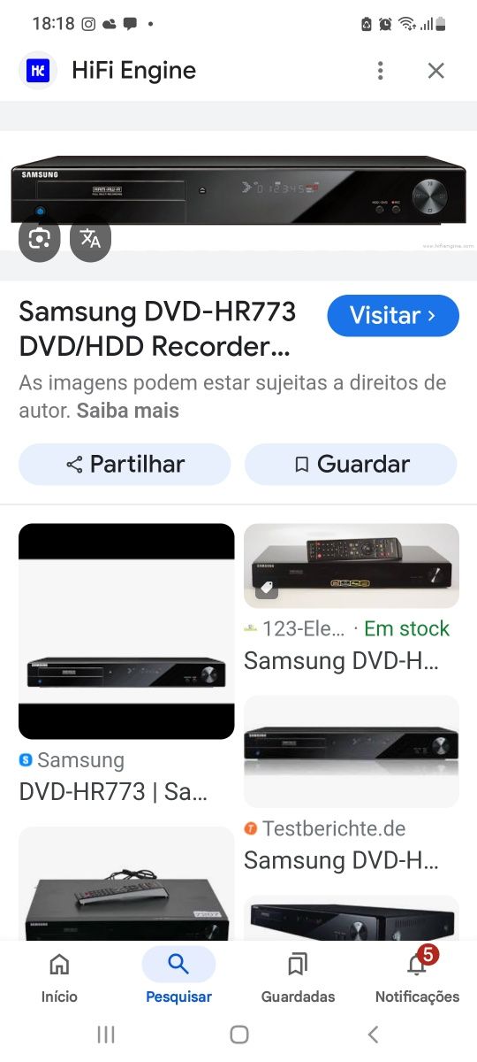 Gravador  dvd sansung  160giga