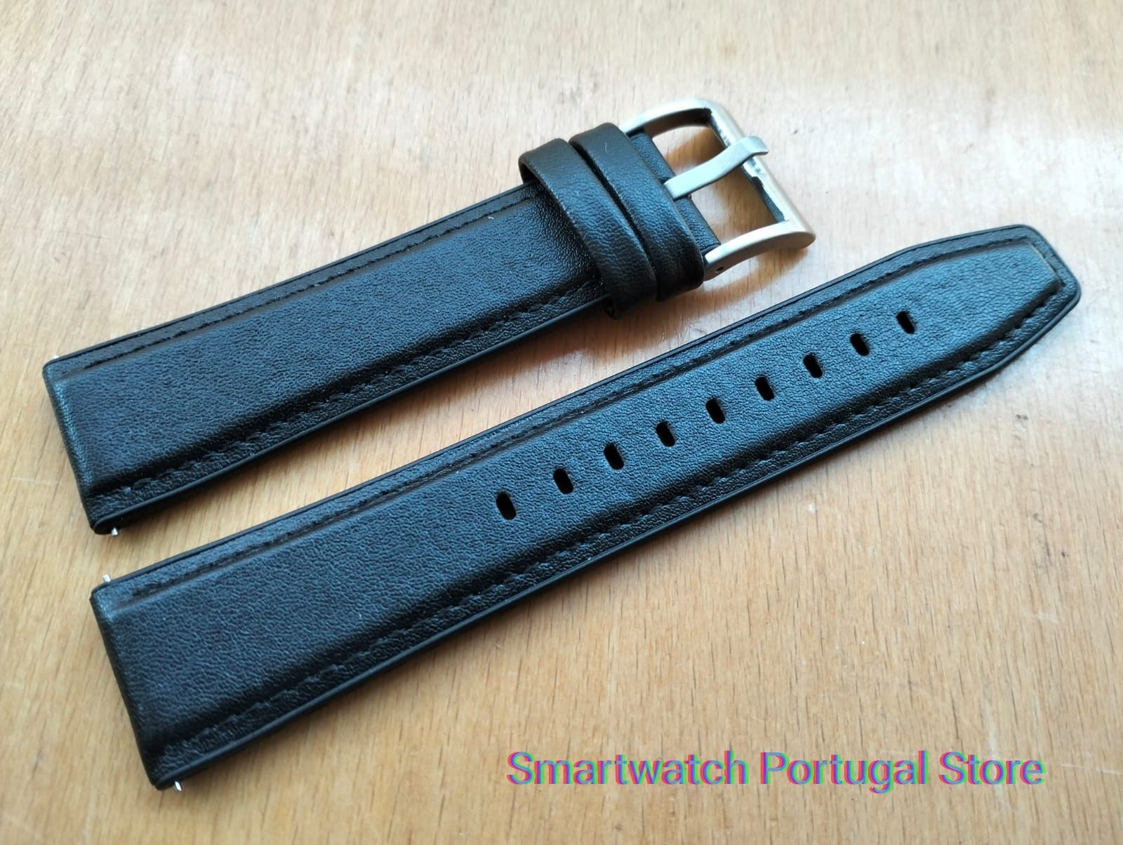 Bracelete 22mm, em pele/couro (Novo) Preto