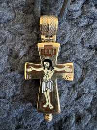 Крест мощевик христианский серебро 925/золото 999 эмаль