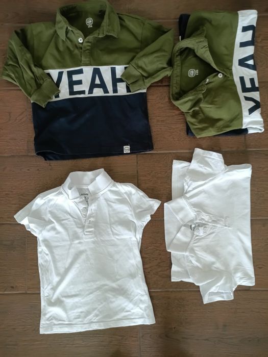 Zestaw bluzek dla bliźniaków 104/110 koszulki polo