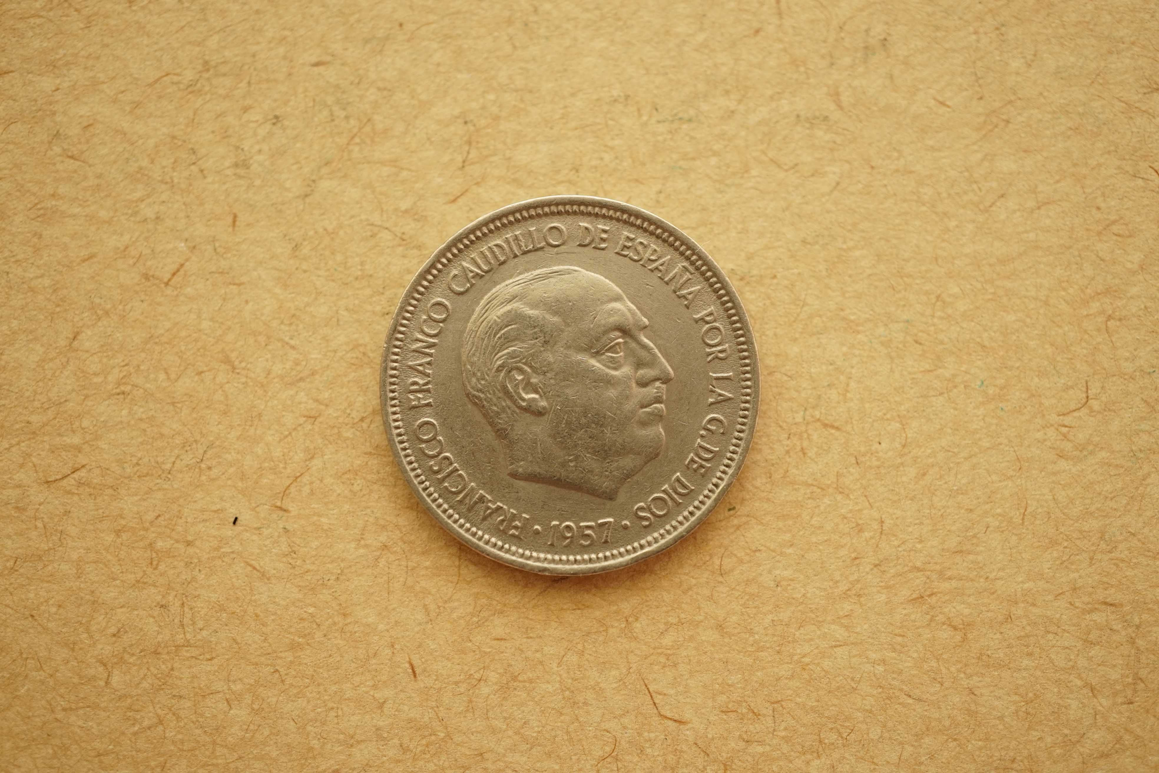 Moeda da Espanha 5 pesetas - Francisco Franco - 1957