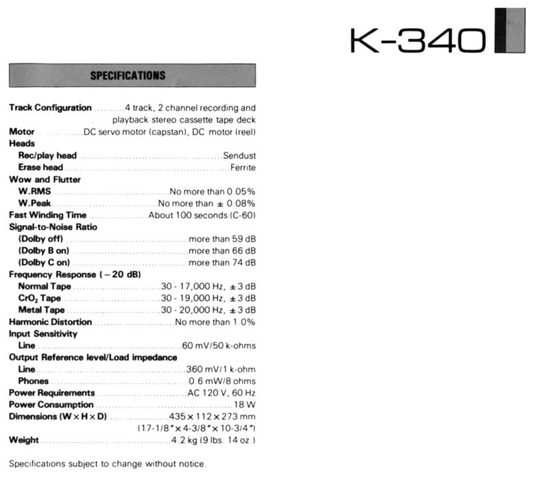 Yamaha K-340 (HX Pro) - Кассетная дека, 2 Head, 220V. Japan