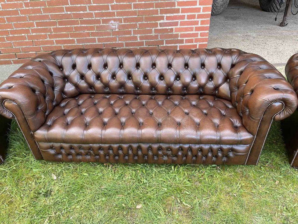 Шкіряний комплект диванів Chesterfield, честер