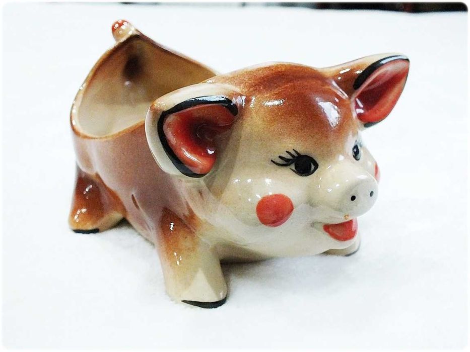 Osłonka na doniczkę Świnka Idealna na kwiatek do sklepu mięsnego PRL