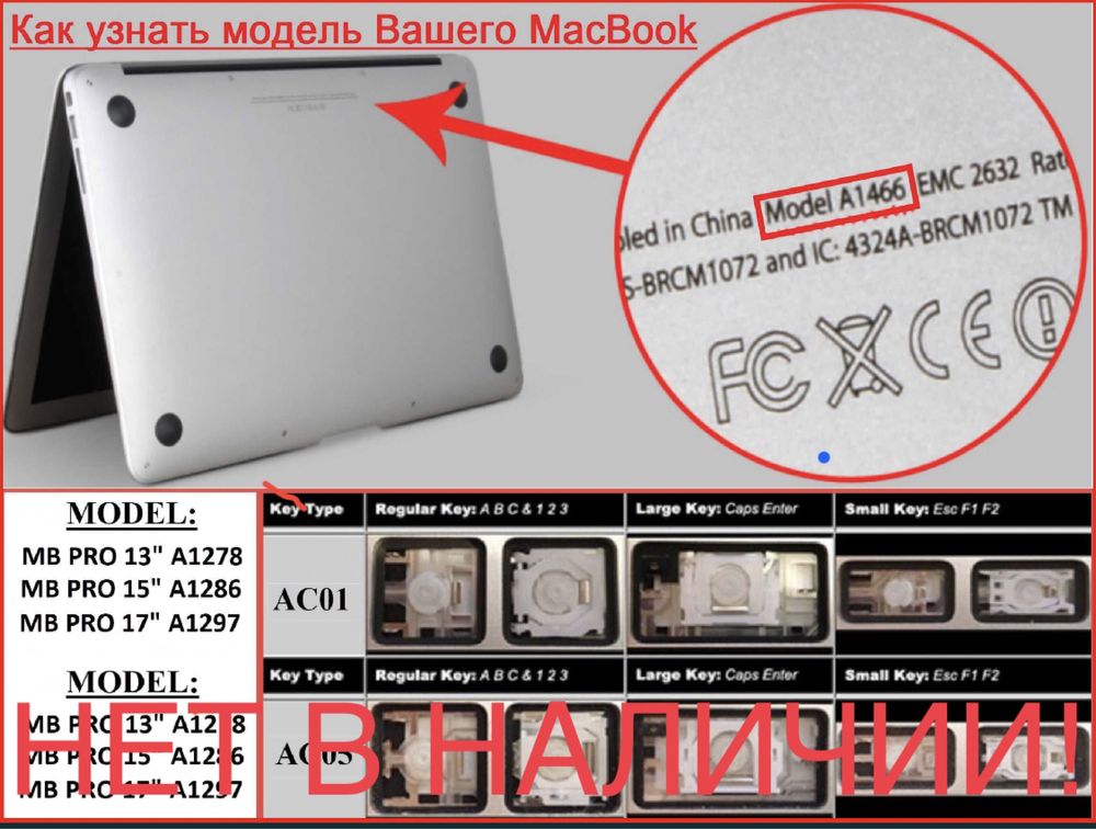 Кнопки (клавиши) клавиатуры MacBook Pro A1278 A1286 A1297 (2009-2012)