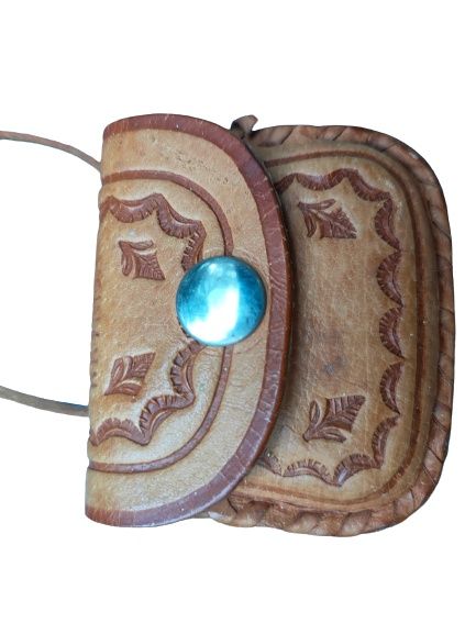 Mini torebeczka skórzana góralska skóra naturalna