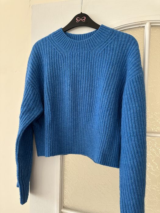 Светр з вовни блакитний вкорочений Weekday