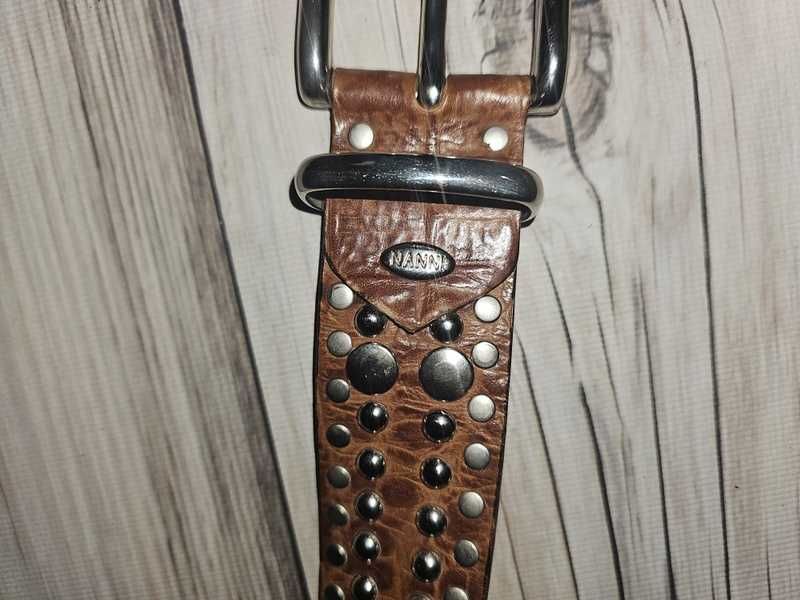 Pasek skórzany z ćwiekami Nanni Made in Italy 105cm