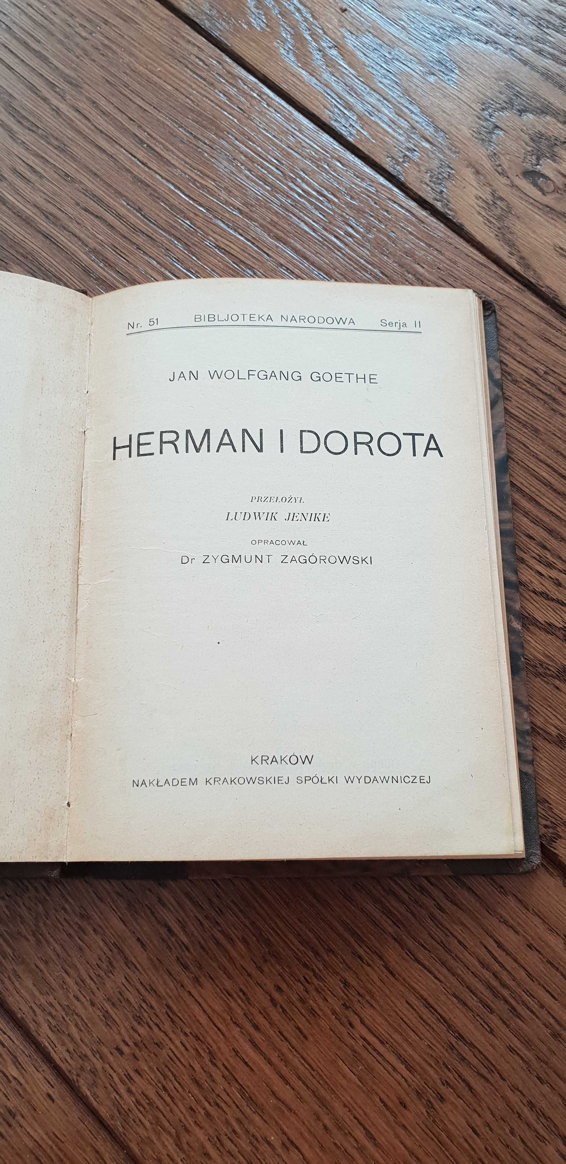 Książka rok 1928 "Herman i Dorota" Jan Wolfgang Goethe
