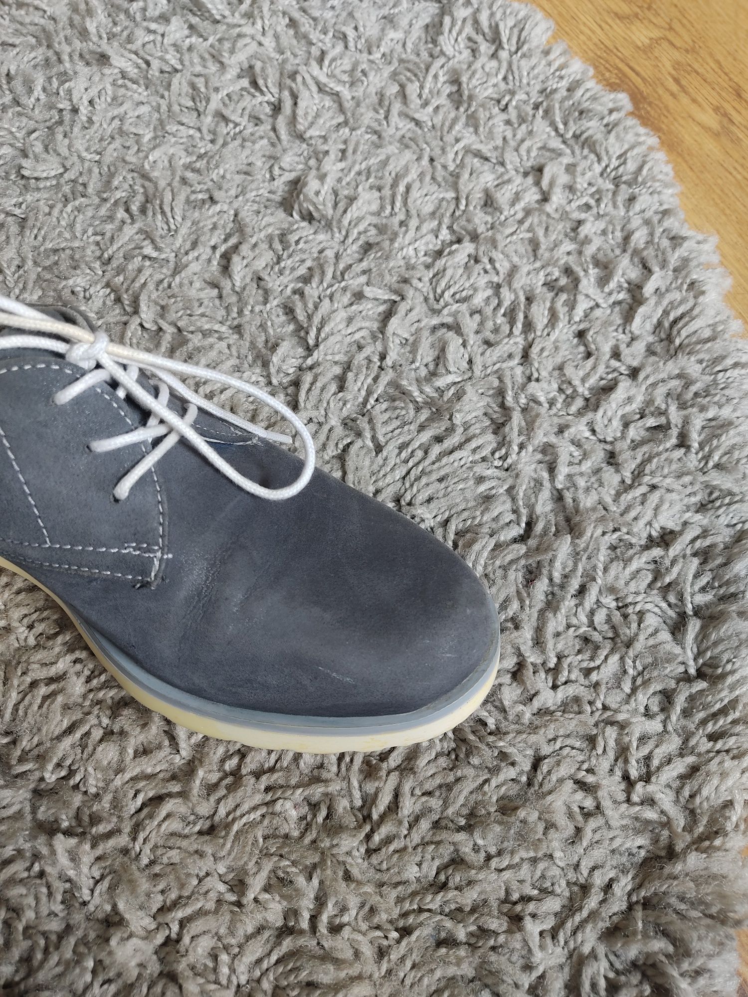 Niebieskie zamszowe skórzane buty z Lasockiego CCC 37 Oxfordy mokasyny