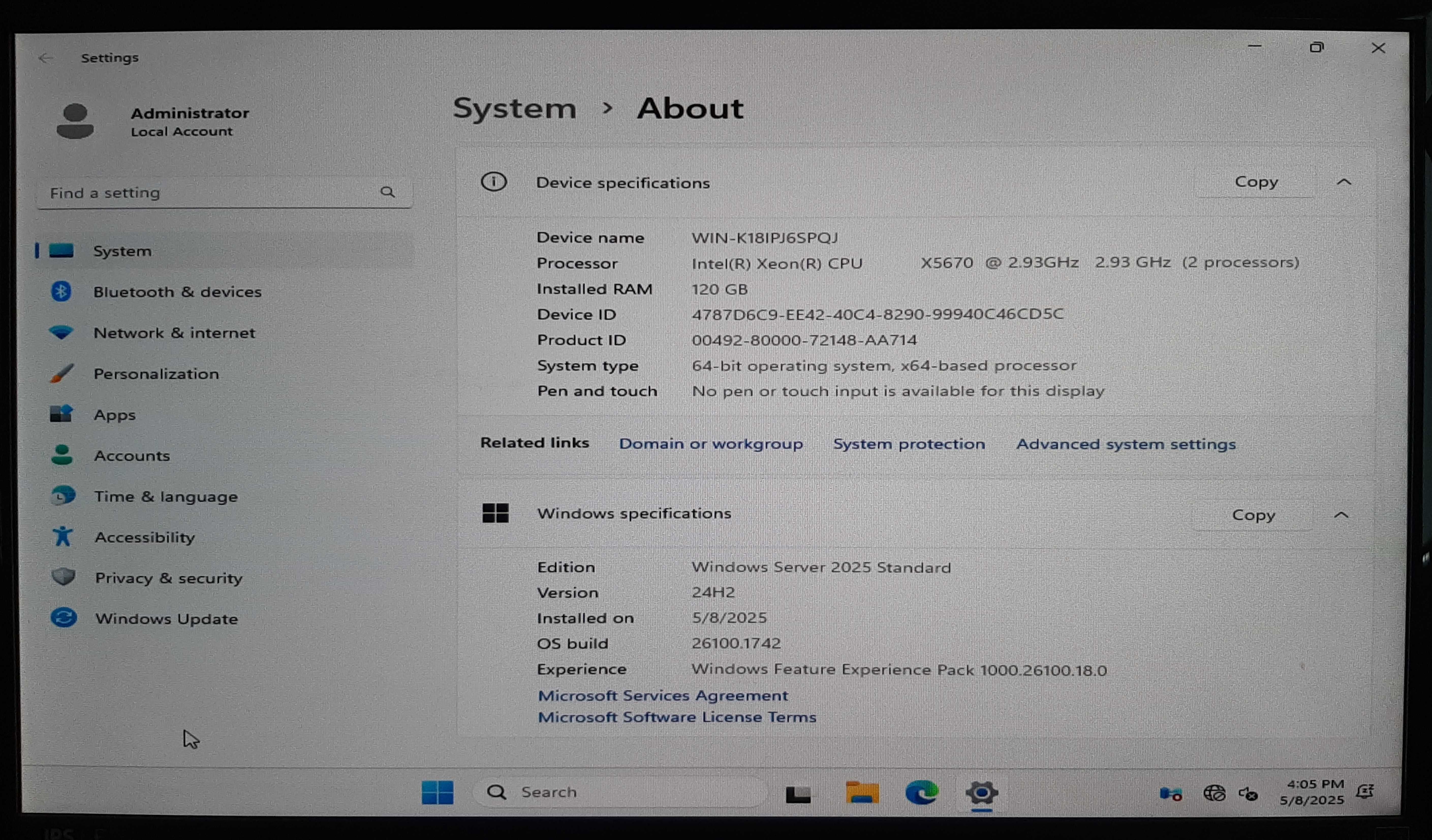 Serwer HP Proliant DL380 G6+ 2xCPU, 120GB RAM, dyski w RAID, Win2025
