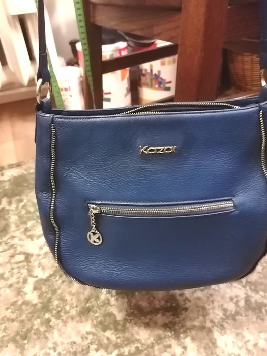 Torebka damska firmy Kazar - skóra naturalna - kolor niebieski
