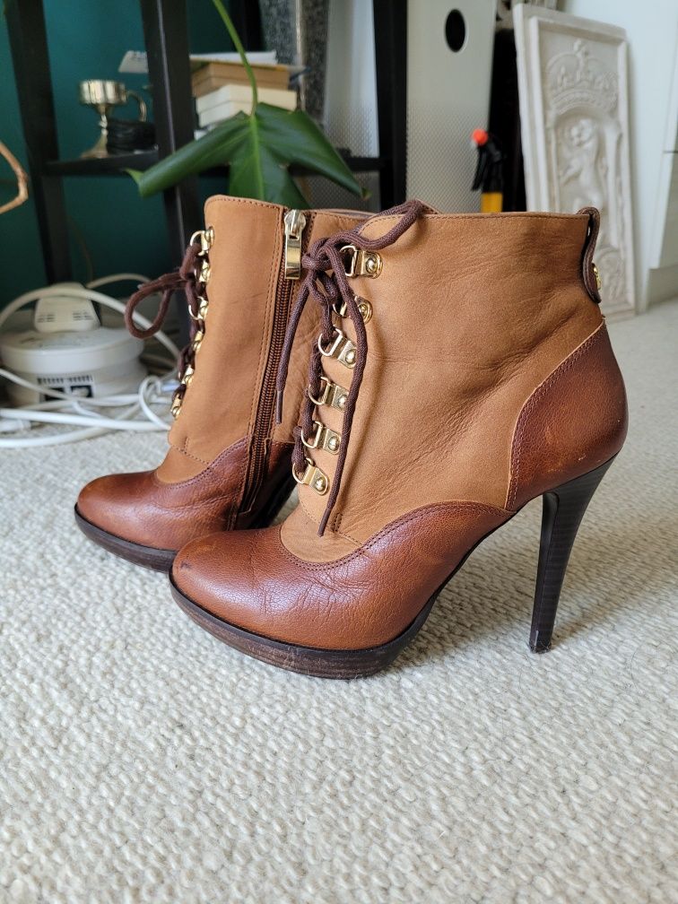 Botki wysokie kozaki szpilki 38 Kazar buty