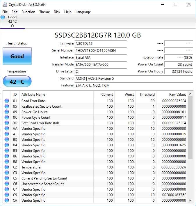 Два 120GB SSD 2.5" Intel DC S3520 SATA 3D-MLC