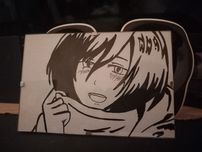 Mikasa Ackerman - Attack on Titan - Pintura em vidro personalizável
