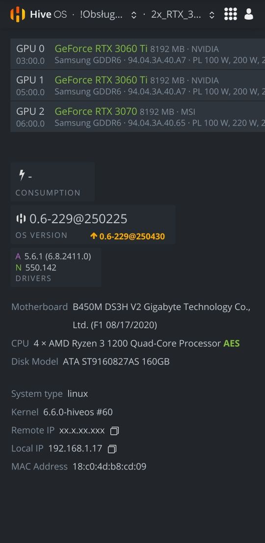 Koparka kryptowalut 3x GPU 3070 mała i wydajna