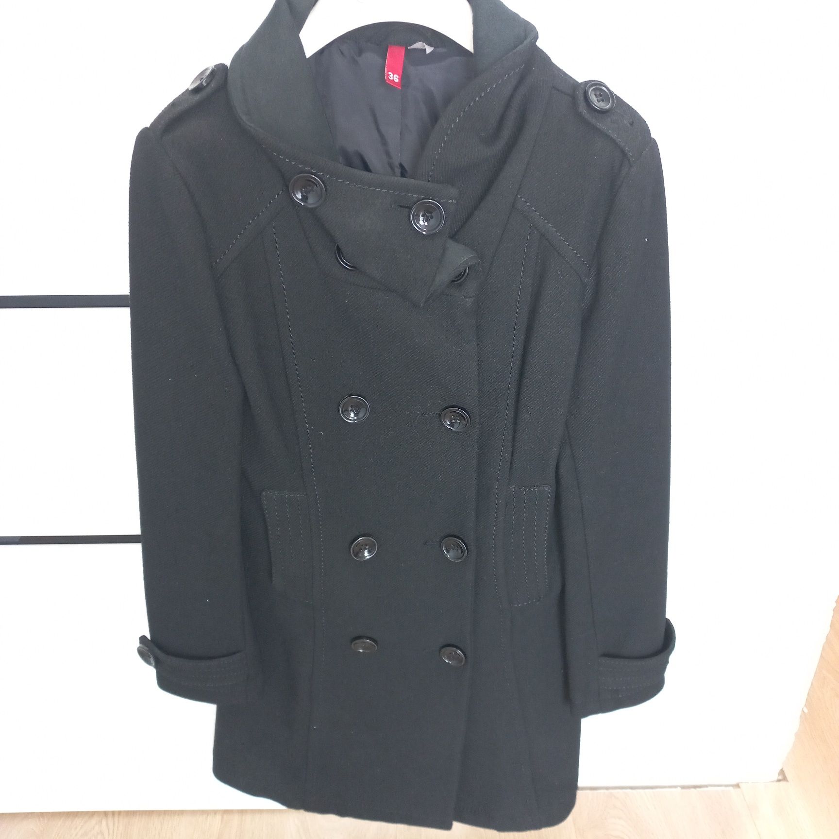 H&M płaszcz damski, czarny rozmiar 36
